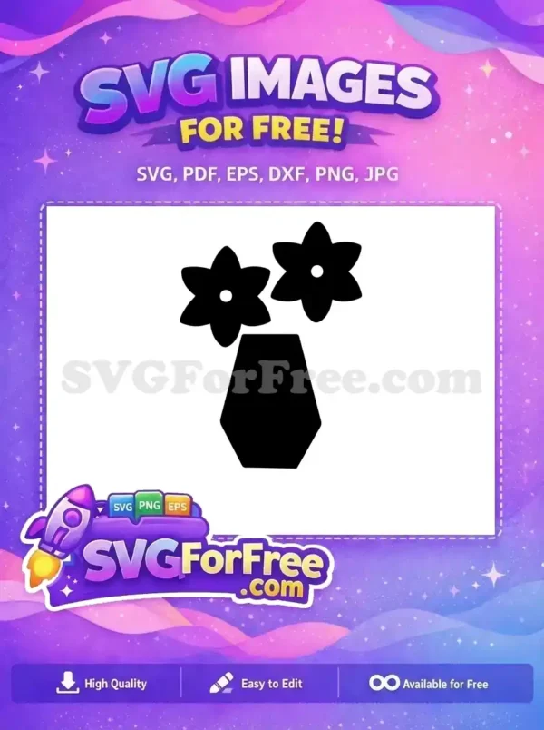 Free Black Flower Free Vase Silhouette Art Free SVG 1