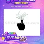 Free Green Leaves Free Vase Silhouette Floral Free SVG - Instant Download