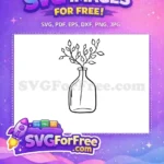 Free Simple Leaves Free Minimalist Vase Silhouette Free SVG - Instant Download