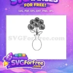 Free Rose Outline Free Vase Silhouette Floral Free SVG - Instant Download