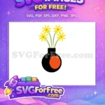 Free Yellow Petals Free Orange Center Vase Silhouette Free SVG - Instant Download