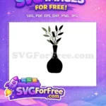 Free Green Leaves Free Brown Berries Vase Silhouette Free SVG 2 - Instant Download