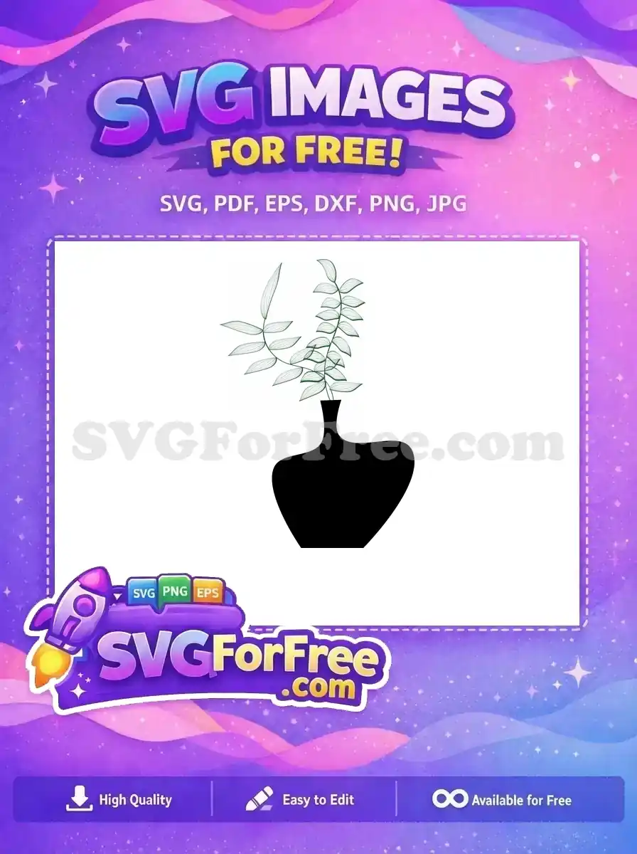 Free Dark Green Leaves Free Vase Silhouette Free SVG