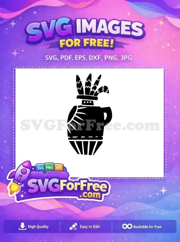 Free Black Vase Silhouette Free Feathers Design Element Free SVG