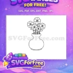 Free Floral Vase Free Silhouette Line Art Free SVG - Instant Download