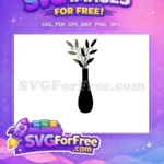 Free Green Leaves Free Brown Berries Vase Silhouette Free SVG 5 - Instant Download