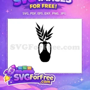 Free Black Leaves Free Vase Silhouette Art Free SVG 2