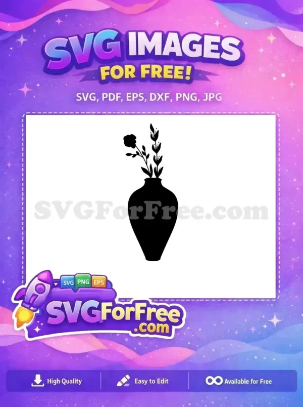 Free Rose Silhouette Free Lavender Twigs Vase Free SVG