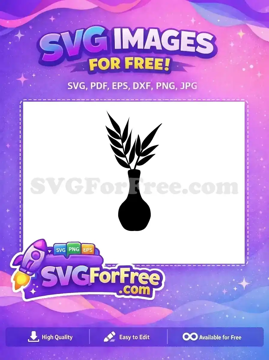 Free Black Leaves Free Vase Silhouette Home Free SVG