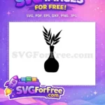 Free Elegant Leaves Free Plant Silhouette Vase Free SVG - Instant Download