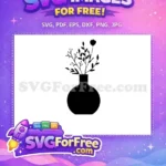 Free Silhouette Plant Free Flower Vase Art Free SVG - Instant Download