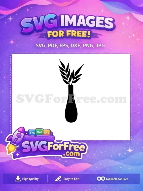Free Black Leaves Free Vase Silhouette Art Free SVG 5