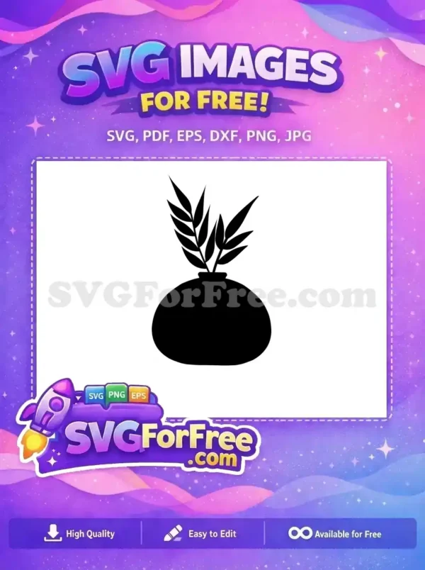 Free Leaf Vase Free Silhouette Black Decor Free SVG