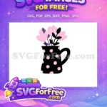 Free Pink Flowers Free Purple Leaves Vase Silhouette Free SVG - Instant Download