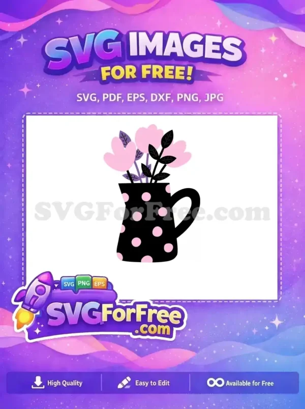 Free Pink Flowers Free Purple Leaves Vase Silhouette Free SVG