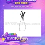 Free Black Leaves Free Pot Vase Silhouette Free SVG - Instant Download