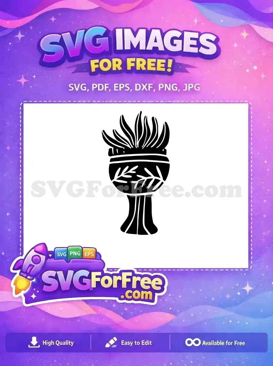 Free Black Leaves Free Vase Silhouette Art Free SVG 6