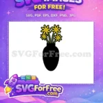 Free Yellow Petals Free Black Vase Silhouette Flowers Free SVG - Instant Download