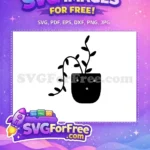 Free Potted Plant Free Vase Silhouette Black Free SVG - Instant Download
