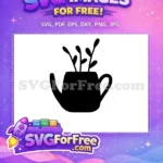 Free Budding Sprouts Free Vase Silhouette Plants Free SVG - Instant Download