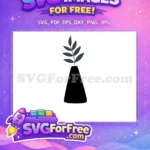 Free Dark Vase Silhouette Free Leaf Design Plant Free SVG - Instant Download