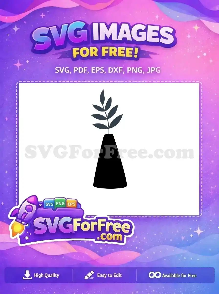 Free Dark Vase Silhouette Free Leaf Design Plant Free SVG