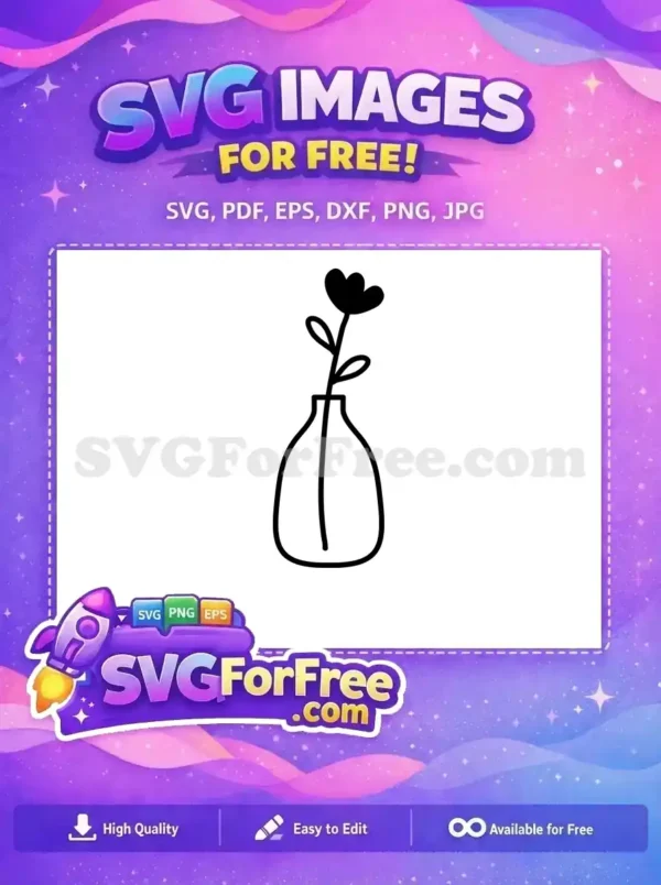 Free Black Flower Free Minimalist Vase Simple Free SVG