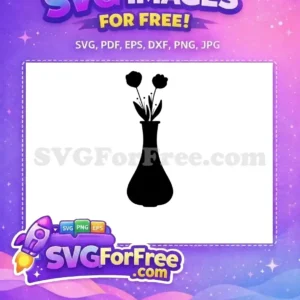 Free Black Flower Free Vase Silhouette Design Free SVG