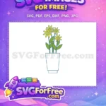 Free Yellow Petals Free Green Leaves Vase Silhouette Free SVG - Instant Download