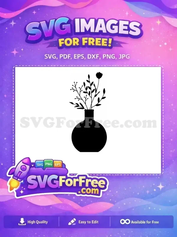 Free Elegant Flower Free Floral Vase Silhouette Free SVG