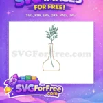 Free Green Leaves Free Brown Vase Silhouette Free SVG 1 - Instant Download