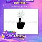Free Green Leaf Free Vase Silhouette Modern Free SVG - Instant Download
