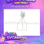 Free Green Leaves Free Brown Vase Silhouette Art Free SVG - Instant Download