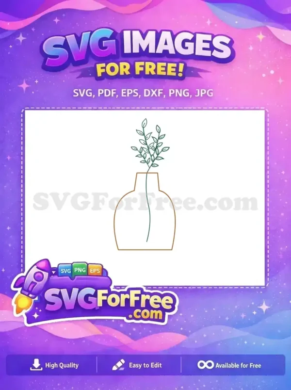Free Green Leaf Free Brown Vase Silhouette Element Free SVG