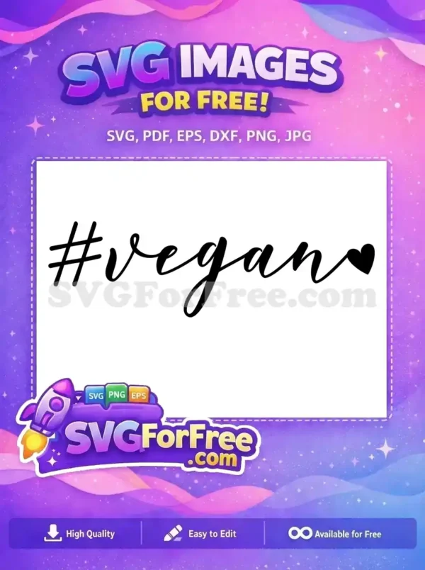Free Hashtag Vegan Script Free Heart Detail Ecology Free SVG