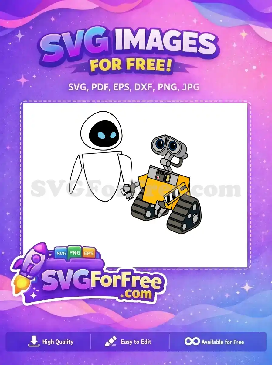 Free WALL-E and EVE Free Holding Hands Wall-E Free SVG