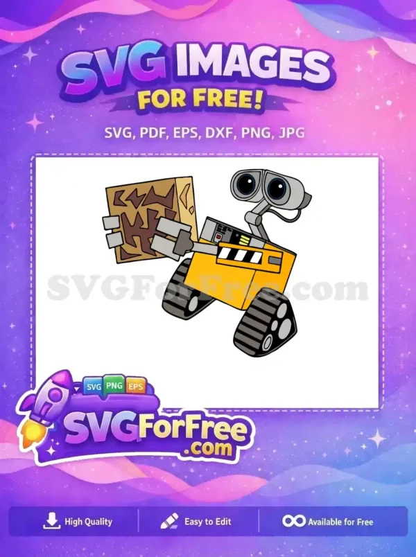 Free Yellow Robot Holding Trash Free WALLE Movie Free SVG