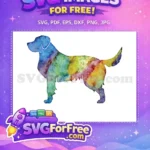 Free Colorful Water Color Free Standing Dog Free SVG - Instant Download
