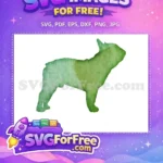 Free Green Water Color Dog Free Bulldog Silhouette Free SVG - Instant Download