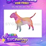 Free Bull Terrier Art Free Pink Orange Water Color Dog Free SVG - Instant Download