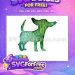 Free Green Water Color Dog Free Puppy Silhouette Art Free SVG - Instant Download