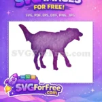 Free Purple Water Color Dog Free Silhouette Walking Free SVG - Instant Download