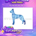 Free Blue Water Color Dog Free Great Dane Silhouette Free SVG - Instant Download