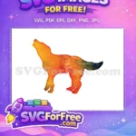 Free Howling Dog Free Watercolor Orange Dog Design Free SVG - Instant Download