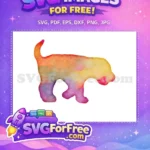 Free Watercolor Puppy Free Orange Purple Dog Cartoon Free SVG - Instant Download