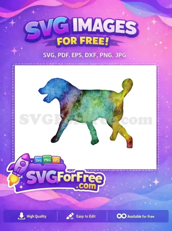 Free Colorful Silhouette Dog Free Watercolor Effect Art Free SVG