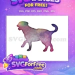 Free Colorful Water Color Dog Free Walking Pose Design Free SVG - Instant Download