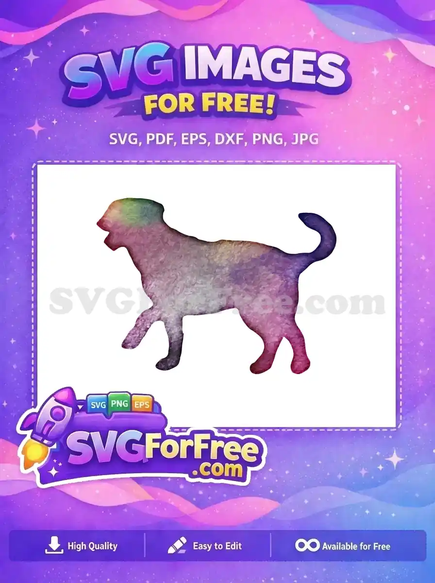 Free Colorful Water Color Dog Free Walking Pose Design Free SVG