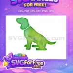 Free Sitting Dog Free Green WaterColor Pet Free SVG - Instant Download