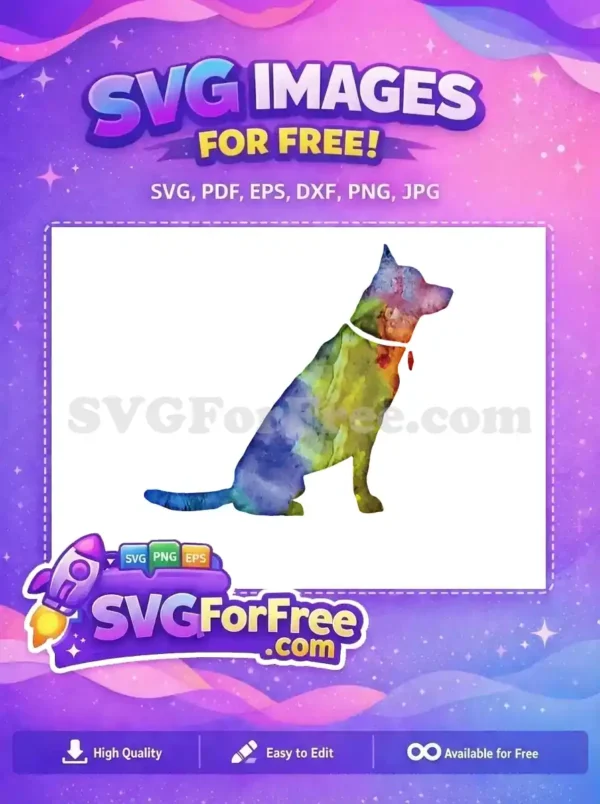 Free Sitting German Shepherd Free Watercolor Design Pet Free SVG